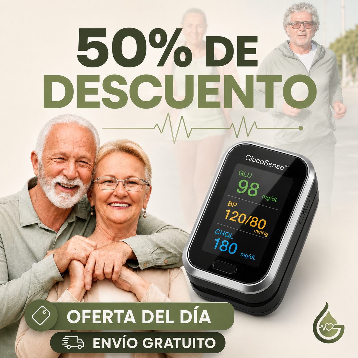 GlucoSense™ 3 en 1 : Medidor de Glucosa Sin Dolor + Colesterol + Presión Arterial + Oxígeno + ENVÍO GRATIS